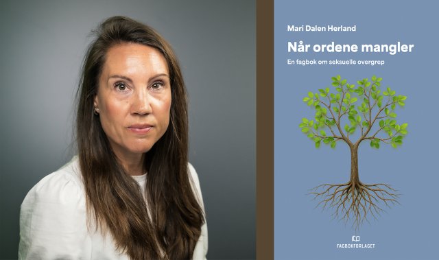 Bilde av Mari Dalen Herland til venstre og bokcoveret til høyre
