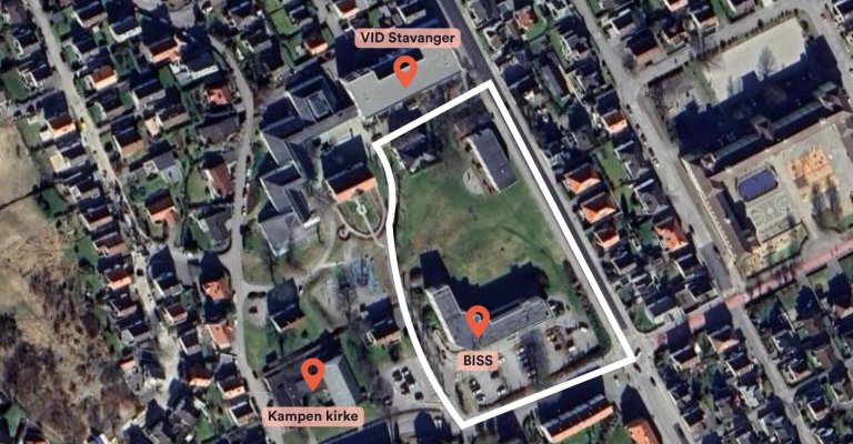 Kart over campusområdet på VID Stavanger