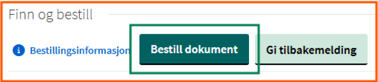 [Bestill dokument] - skjermklipp fra Oria, bestillingsmulighet for utlånte bøker i detaljposten i Oria