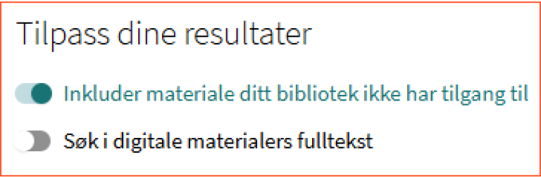 [Inkluder materiale ditt bibliotek ikke har tilgang til] - skjermklipp fra Oria, utvide artikkelsøk i Oria til samlinger i andre biblioteker