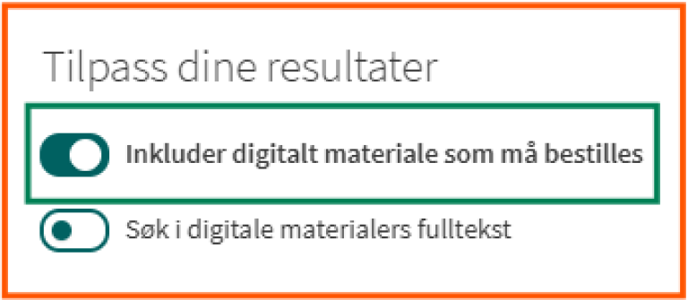 [Inkluder digitalt materiale som må bestilles] - skjermklipp fra Oria, utvide artikkelsøk i Oria til samlinger i andre biblioteker