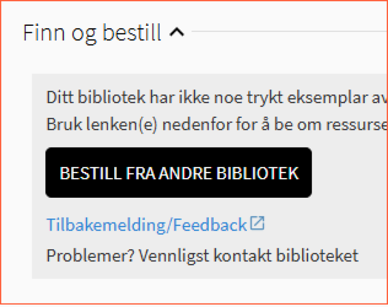 [Bestill fra andre bibliotek] - skjermklipp fra Oria, bestillingsmulighet for artikler VID ikke har i detaljposten i Oria