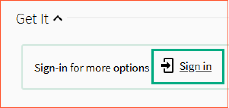 [Sign in] - screen shot from Oria, sign-in option on detailed information page in Oria