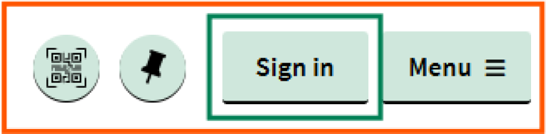 [Sign in] - screenshot from Oria, sign-in option in top menu in Oria