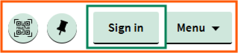 [Sign in] - screenshot from Oria, sign-in option in top menu in Oria
