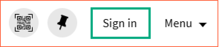 [Sign in] - screenshot from Oria, sign-in option in top menu in Oria