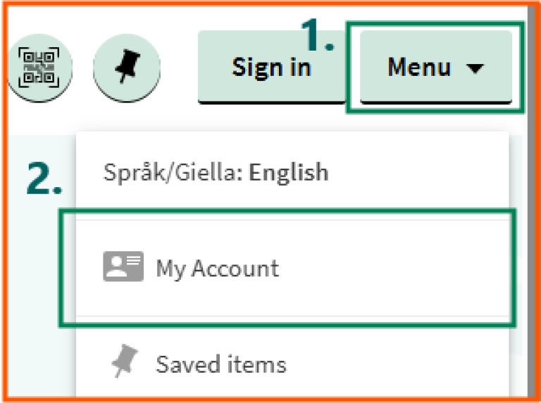[My Account] - screen shot from Oria, accessing [My Account] from the top menu in Oria