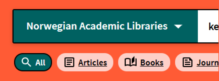 [Norwegian Academic Libraries] - screen shot from Oria, selecting to search in other library collections in Oria