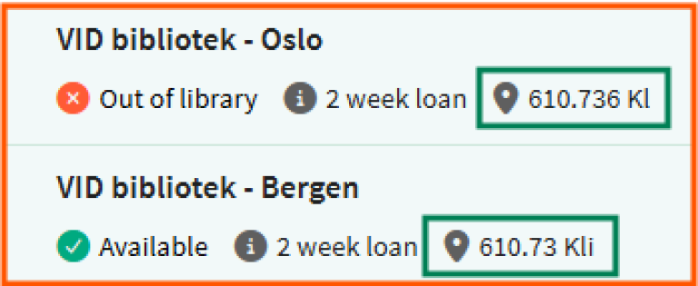 [Get It] - screen shot from Oria, showing that the call number for a book can be different depending on where (at what library) the book is located