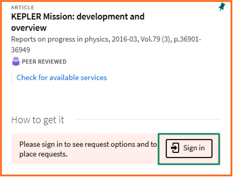 [Sign in] - screen shot from Oria, sign-in option on detailed information page in Oria