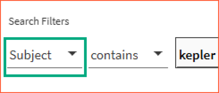 [Search Filters] - screen shot from Oria, showing how to limit search to a specific search in advanced search mode