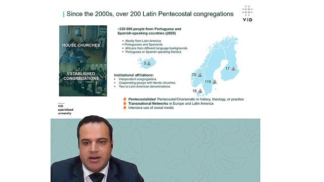 Leonardo på skjerm med powerpoint. 