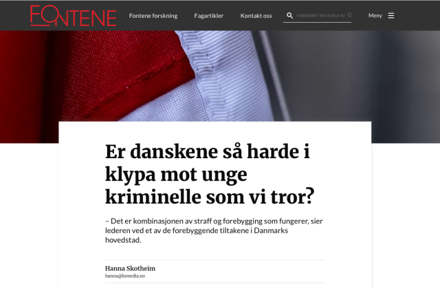skjermdump av forsiden på Fontene