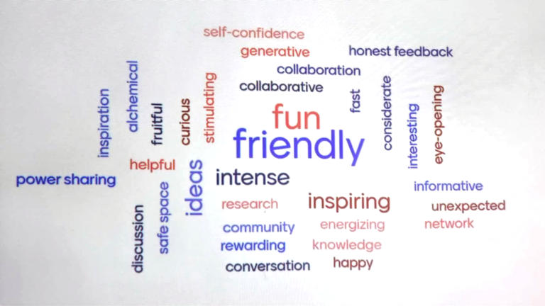 bilde av ordsky, der fun, friendly og intense er de største ordene.