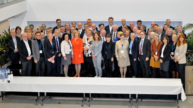 Picture of 62 Rectors and Vice-Rectors from Universities in Denmark, Finland, Iceland, Norway and  Sweden came together for a High-level Conference to share their visions for the European Knowledge Area.