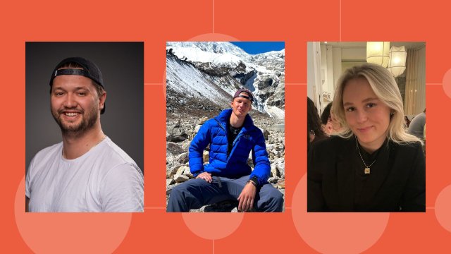 Portrettbilder av Mats Lauring, Erik Leegaard og Pauline Dahl satt ved siden av hverandre