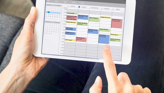 En digital kalender på nettbrett