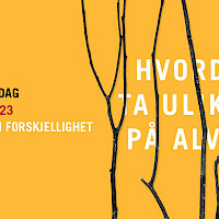 En gul plakat med fem trekvister som ligger på rekke med teksten "diakoniens dag, 19. april 2023, felleskap i forskjellighet, hvordan ta ulikhet på alvor?"